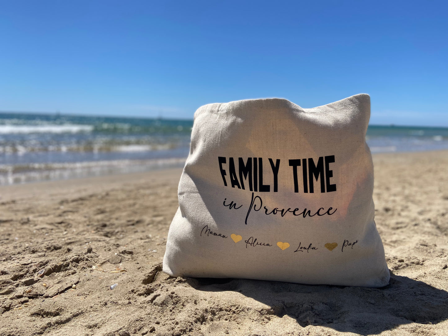 Grand sac XXL flocage effet velours pour les sorties en famille plage balade...!